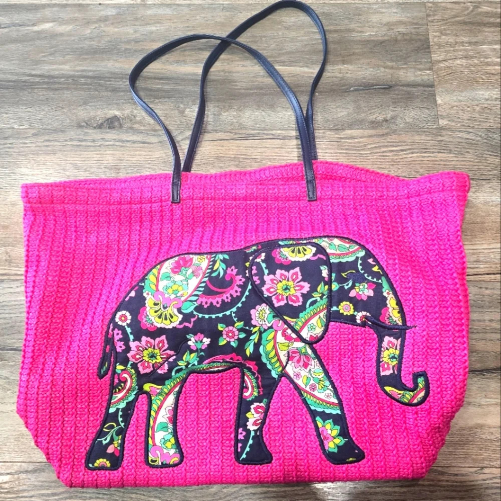 Vera Bradley Elephant Pink basket Weave Tote